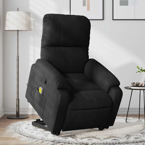 vidaXL Fauteuil inclinable de massage noir tissu microfibre
