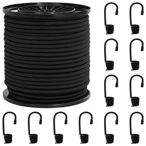 vidaXL Cords &eacute;lastiques avec crochets 4 mm Noir PP et caoutchouc