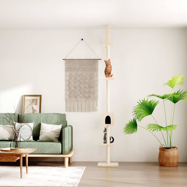 vidaXL Arbre &agrave; chat du sol au plafond Cr&egrave;me 250,5-276,5 cm