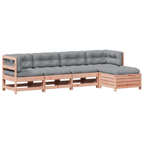 vidaXL Salon de jardin 5 pcs avec coussins bois massif douglas