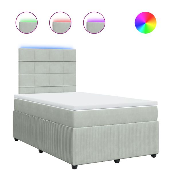 vidaXL Sommier &agrave; lattes de lit et matelas gris clair 120x190cm velours