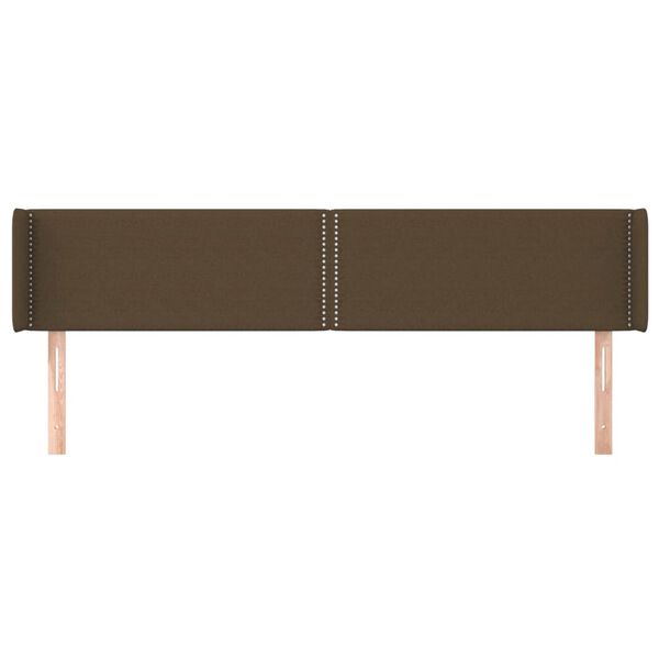 vidaXL T&ecirc;te de lit avec oreilles Marron Fonc&eacute; 183x16x78/88 cm Tissu