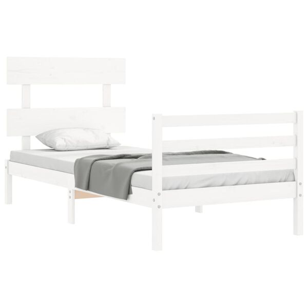 vidaXL Cadre de lit sans matelas blanc bois massif