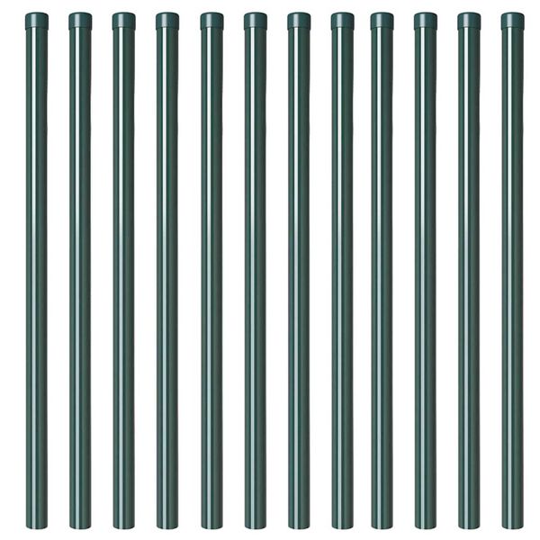 vidaXL Poteaux de clôture 12 pcs Vert 120 cm Acier peint par poudre