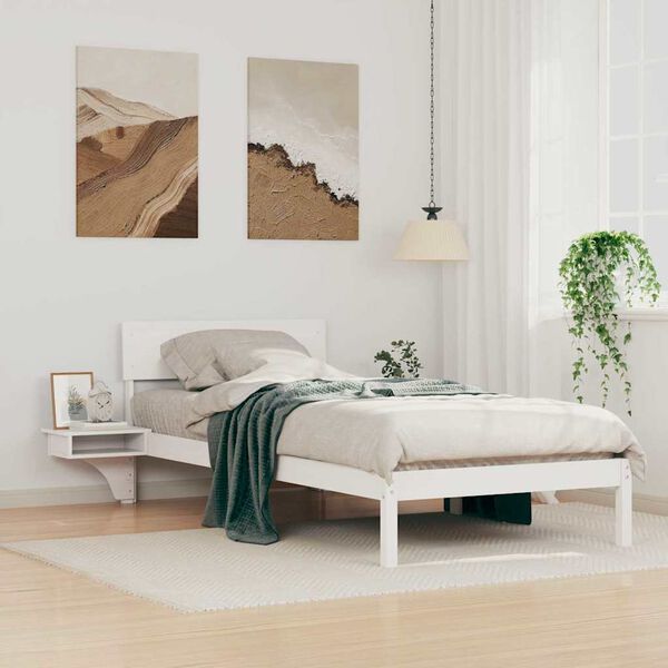 vidaXL Cadre de lit avec t&ecirc;te de lit Blanc 90 x 200 cm Pin massif