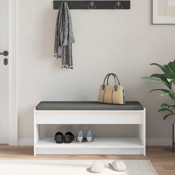 vidaXL Banc d'entr&eacute;e Blanc 103 x 38 x 45 cm Bois Ing&eacute;nierie et Tissu