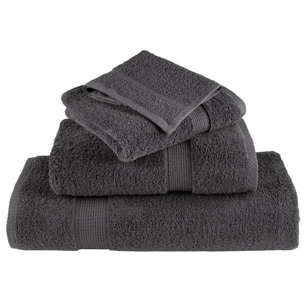 vidaXL Serviettes de toilette premium SOLUND 10 pi&egrave;ces Anthracite 30 x 30 cm 600 g/m&sup2;