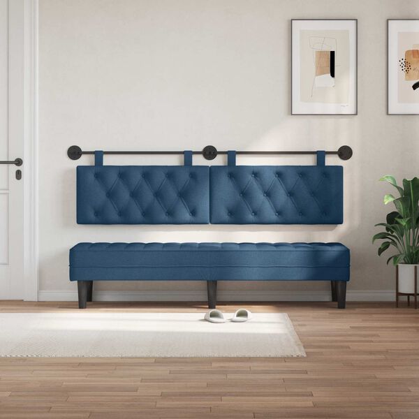 vidaXL T&ecirc;te de lit suspendue Montage mural Bleu 170 x 55 x 7 cm tissu
