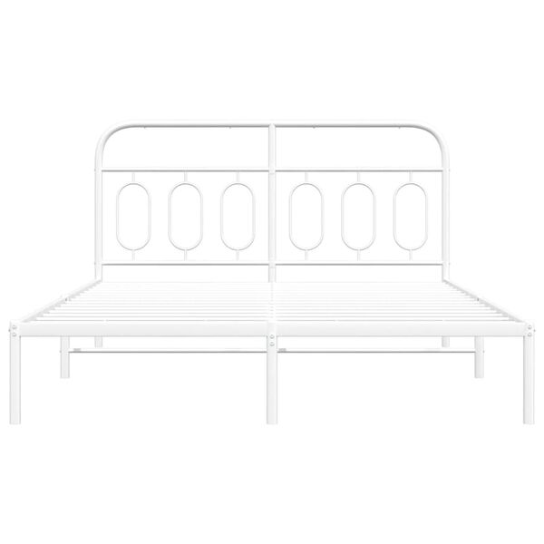 vidaXL Cadre de lit métal sans matelas et tête de lit blanc 140x190 cm