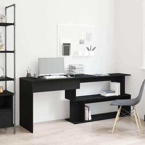 vidaXL Bureau Ch&ecirc;ne noir 200 x 50 x 76 cm Bois d'ing&eacute;nierie