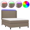 vidaXL Sommier &agrave; lattes de lit matelas et LED Taupe 140x190 cm Tissu