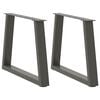 vidaXL Pieds de table basse en forme de V, 2 pi&egrave;ces, anthracite, 50 x (42-43,3) cm, acier