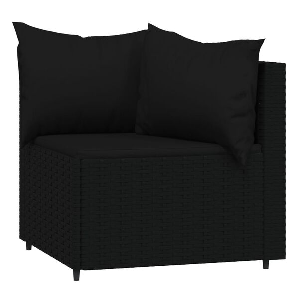 vidaXL Salon de jardin 4 pcs avec coussins Noir R&eacute;sine tress&eacute;e