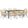 vidaXL Ensemble &agrave; manger jardin coussins 9pcs marron poly rotin verre