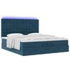 vidaXL Cadre de lit ottoman avec matelas bleu fonc&eacute; 200x200 cm velours
