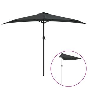 vidaXL Parasol de balcon et m&acirc;t en aluminium Anthracite 300x155cm Demi