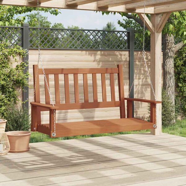 vidaXL Banc de balan&ccedil;oire de jardin cha&icirc;nes en m&eacute;tal bois massif sapin