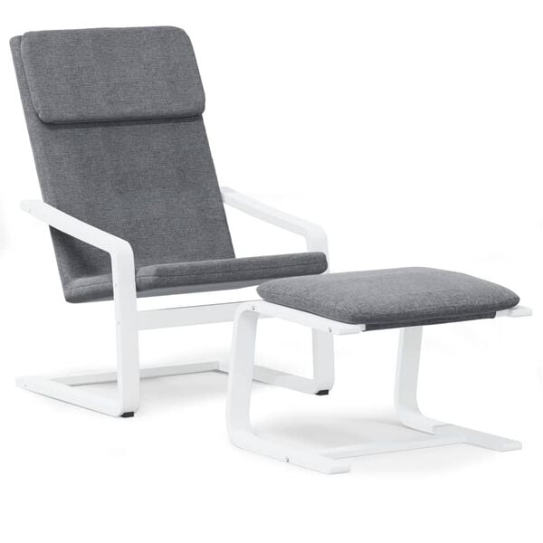 vidaXL Chaise de relaxation avec repose-pied Gris fonc&eacute; Tissu
