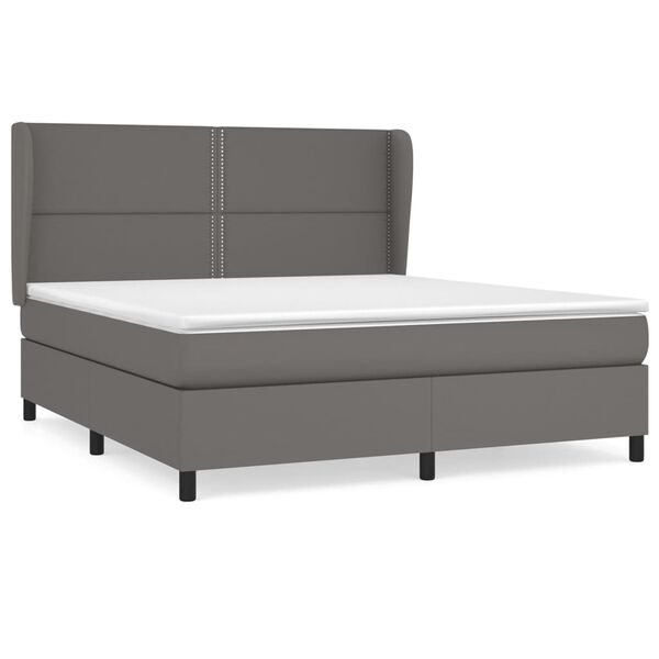 vidaXL Sommier &agrave; lattes de lit avec matelas Gris 180x200 cm Similicuir