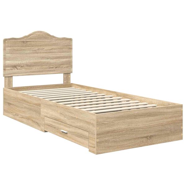 vidaXL Cadre de lit Ch&ecirc;ne Sonoma 70 x 190 cm Bois d'ing&eacute;nierie