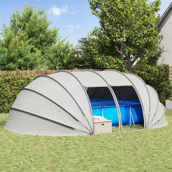 vidaXL D&ocirc;me de tente de piscine Gris 538 x 440 x 204 cm