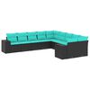 vidaXL Salon de jardin 10 pcs avec coussins noir r&eacute;sine tress&eacute;e