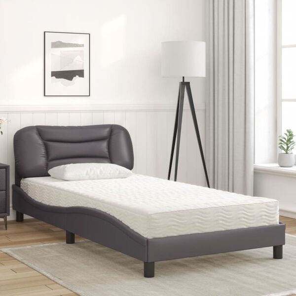 vidaXL Lit avec matelas Hvar gris 100x200 cm similicuir