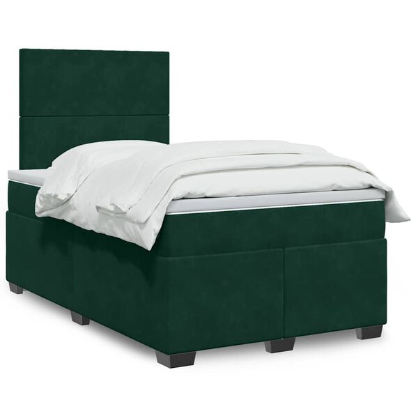 vidaXL Sommier &agrave; lattes de lit et matelas Vert fonc&eacute; 120x200cm Velours