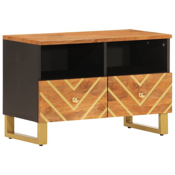 vidaXL Meuble TV marron et noir 70x33,5x46 cm bois massif de manguier