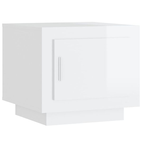 vidaXL Table basse blanc brillant 51x50x45 cm bois d'ing&eacute;nierie