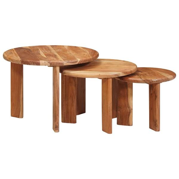 vidaXL Tables basses gigognes 3 pcs Marron Bois d'Acacia Massif