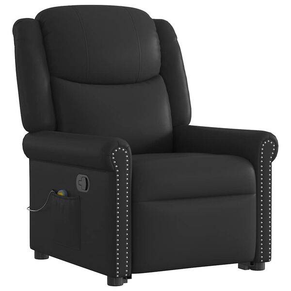 vidaXL Fauteuil de massage inclinable noir brillant similicuir