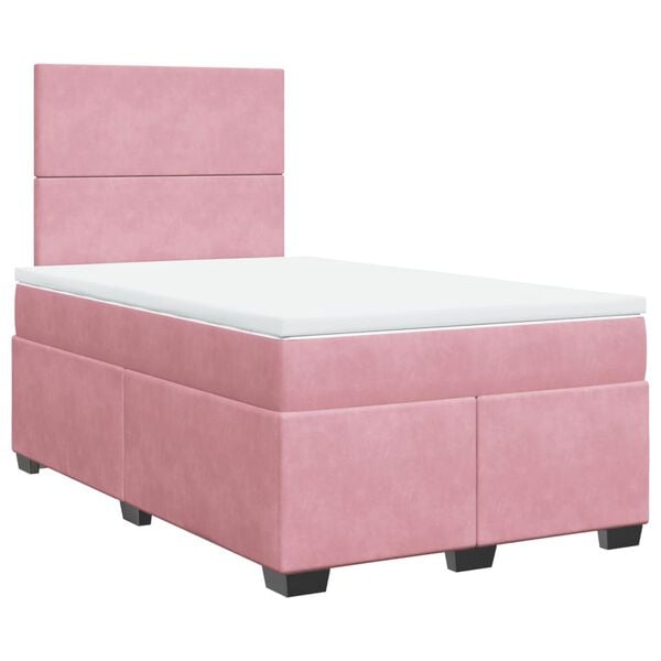 vidaXL Sommier &agrave; lattes de lit avec matelas Rose 120x200 cm Velours