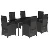 vidaXL Ensemble &agrave; manger de jardin coussins 7pcs Noir R&eacute;sine tress&eacute;e