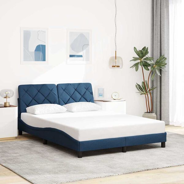 vidaXL Cadre de lit sans matelas bleu 140x200 cm tissu