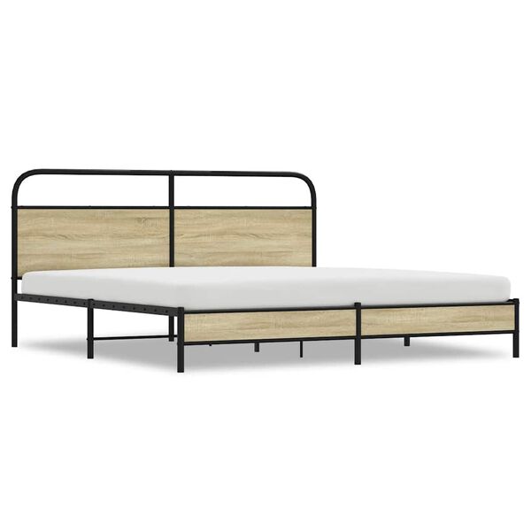 vidaXL Cadre de lit en métal sans matelas chêne sonoma 183x213 cm