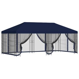 vidaXL Gazebo avec murs lat&eacute;raux 6 x 3 m Bleu Polyester et Acier 190
