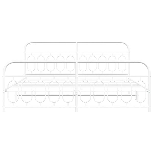 vidaXL Cadre de lit m&eacute;tal sans matelas et pied de lit blanc 200x200 cm