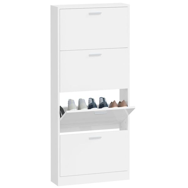 vidaXL Armoire à chaussure Blanc brillant 59x17x150 cm Bois ingénierie