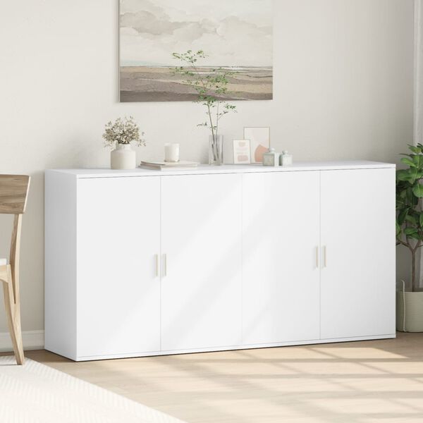 vidaXL Buffets 2 pcs blanc 79x38x80 cm bois d&rsquo;ing&eacute;nierie