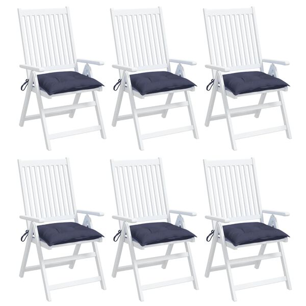 vidaXL Coussins de chaise lot de 6 bleu marine 50x50x7 cm tissu oxford