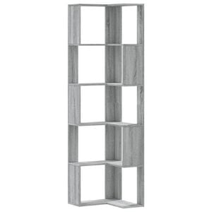 vidaXL Biblioth&egrave;que d'angle &agrave; 5 niveaux sonoma gris bois d'ing&eacute;nierie