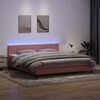 vidaXL Sommier &agrave; lattes de lit avec matelas et LED rose 180x220 cm velours