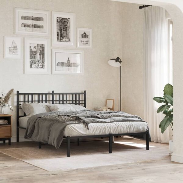 vidaXL Cadre de lit m&eacute;tal sans matelas avec t&ecirc;te de lit noir 120x200cm