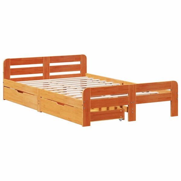 vidaXL Cadre de lit sans matelas cire marron 135x190cm bois pin massif