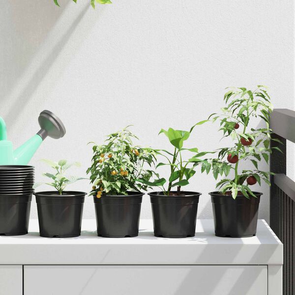 vidaXL Pot &agrave; fleurs 50 pcs Noir &Oslash; 15 x 12,5 cm Plastique