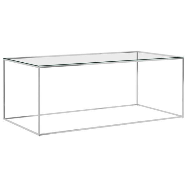 vidaXL Table basse Argent&eacute; 120x60x45 cm Acier inoxydable et verre