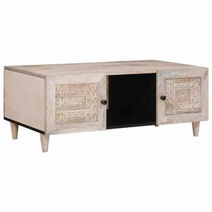 vidaXL Table basse Blanc Blanchi 100 x 54 x 40 cm