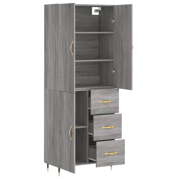 vidaXL Buffet haut Sonoma gris 69,5x34x180 cm Bois d'ing&eacute;nierie