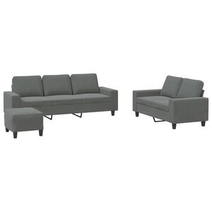 vidaXL Ensemble de canap&eacute;s 3 pcs gris fonc&eacute; tissu